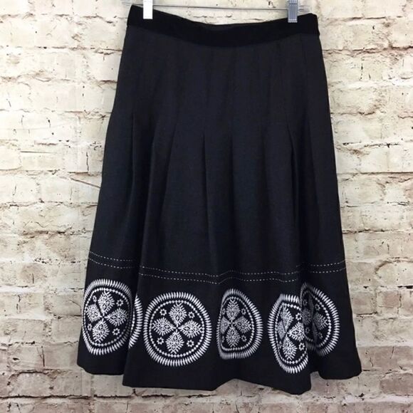 Tory Burch wool pleated embroidered midi skirt - Picture 1 of 5